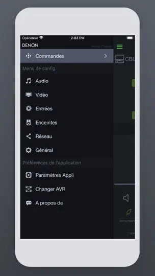 Capture d'écran de Denon AVR Remote sur iPhone 6