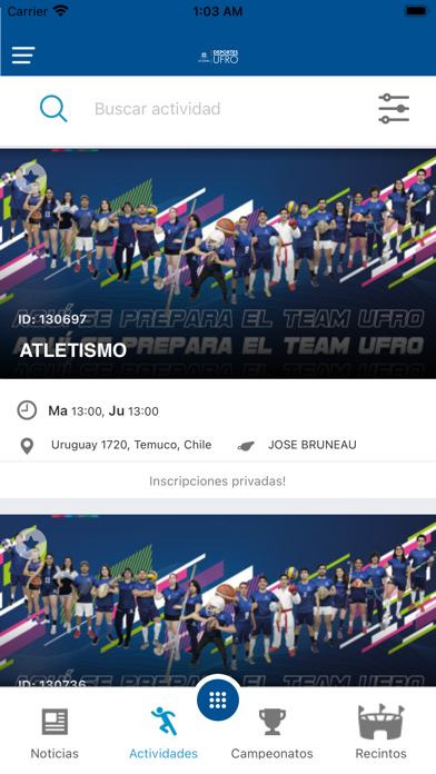 Deportes UFRO Screenshot