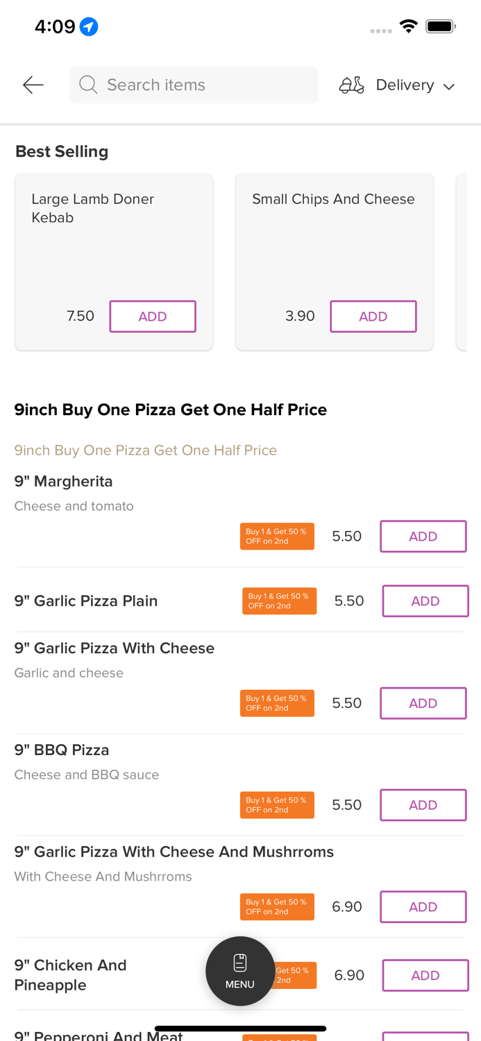 Mozzarella Pizza And Kebab