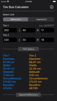 Tire Size Calculator Plus iphone bilder 0