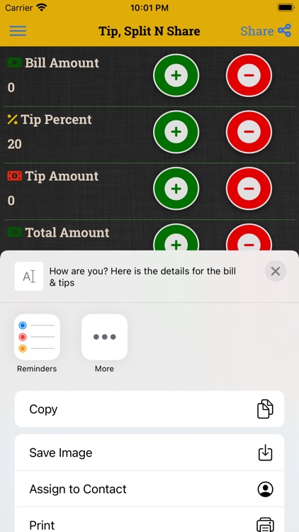 Tip, Split N Share Calculator