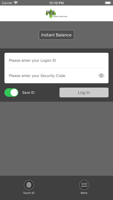 PHI Federal Credit Union Screenshot