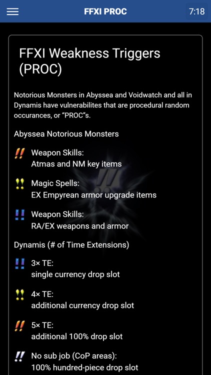 Weakness - FFXI PROC Triggers