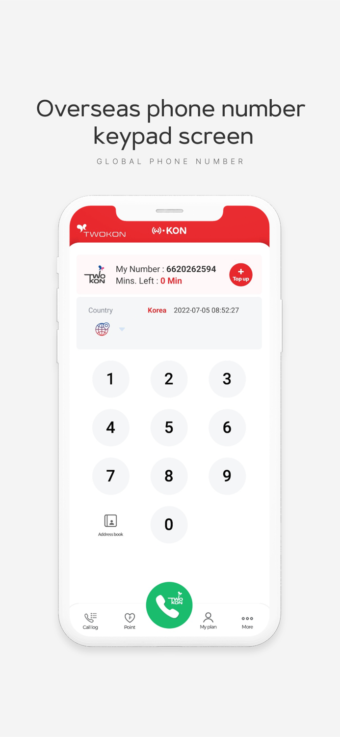 Twokon overseas phone number