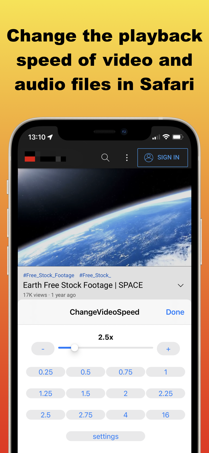 Change Video Speed for Safari