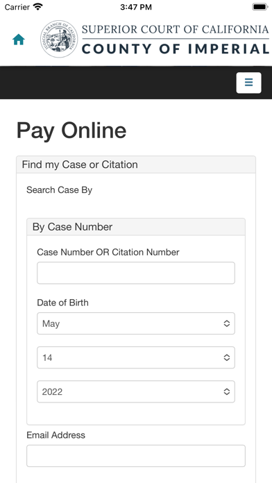 Superior Court of CA Imperial Screenshot