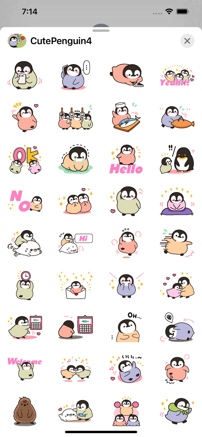 Cute Penguin 4 Stickers pack