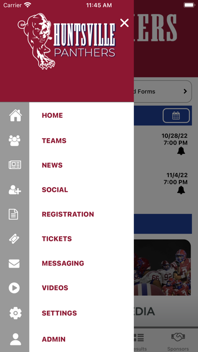 Huntsville Panthers Athletics Screenshot