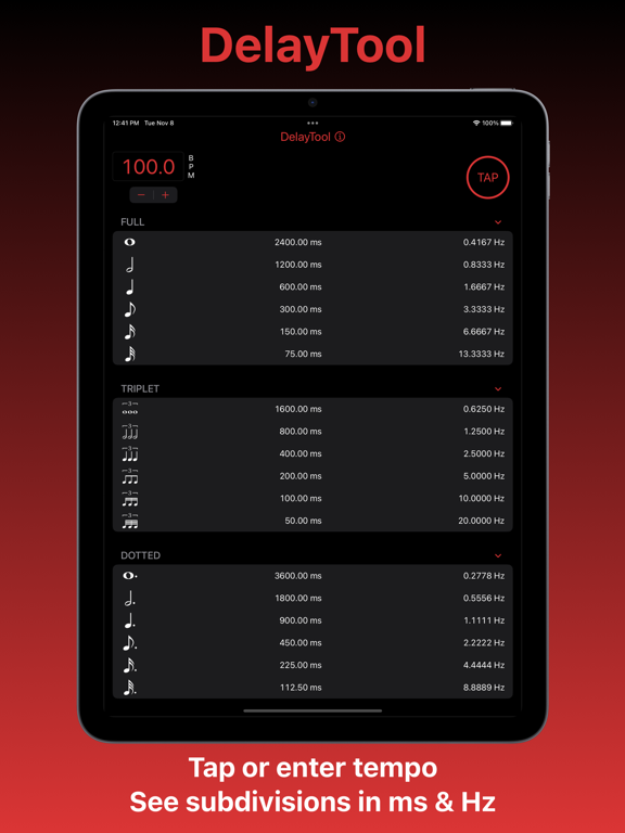 Screenshot #4 pour DelayTool: BPM Calculator