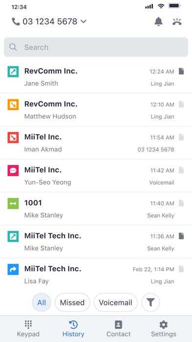 MiiTel Phone Mobile Screenshot