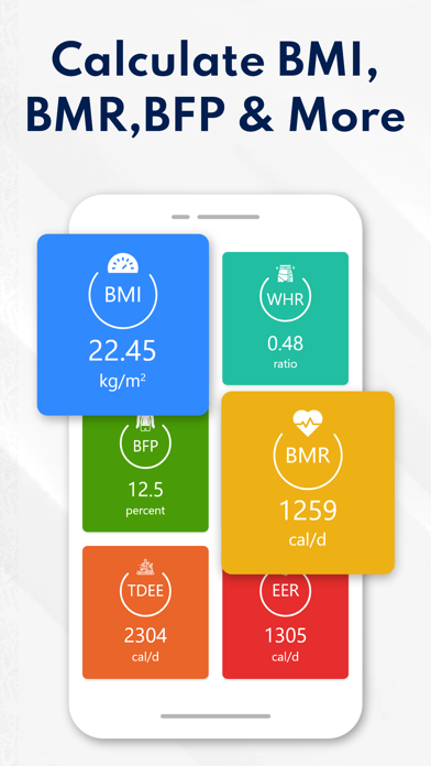 BMI, BMR & Body Fat Calculator Screenshot