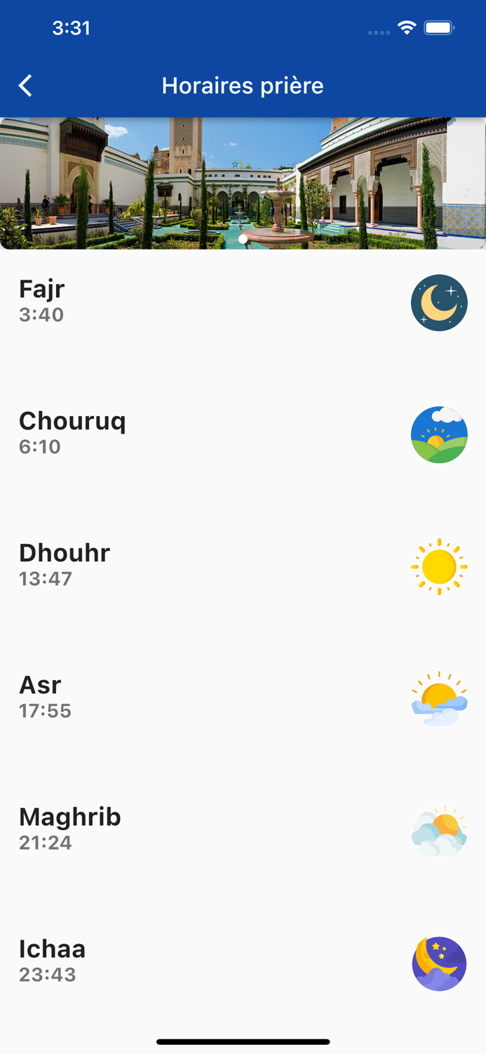 Adhan France Horaires prières