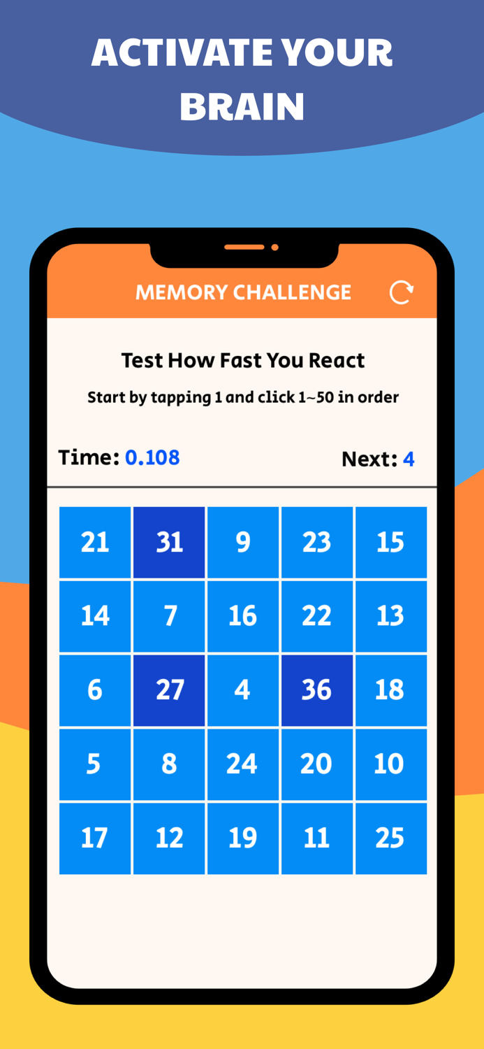 Memory Challenge From 1 to 50