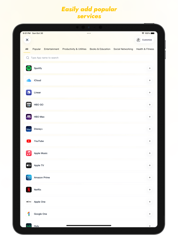 Pandora - Subscription Tracker iPad screenshot