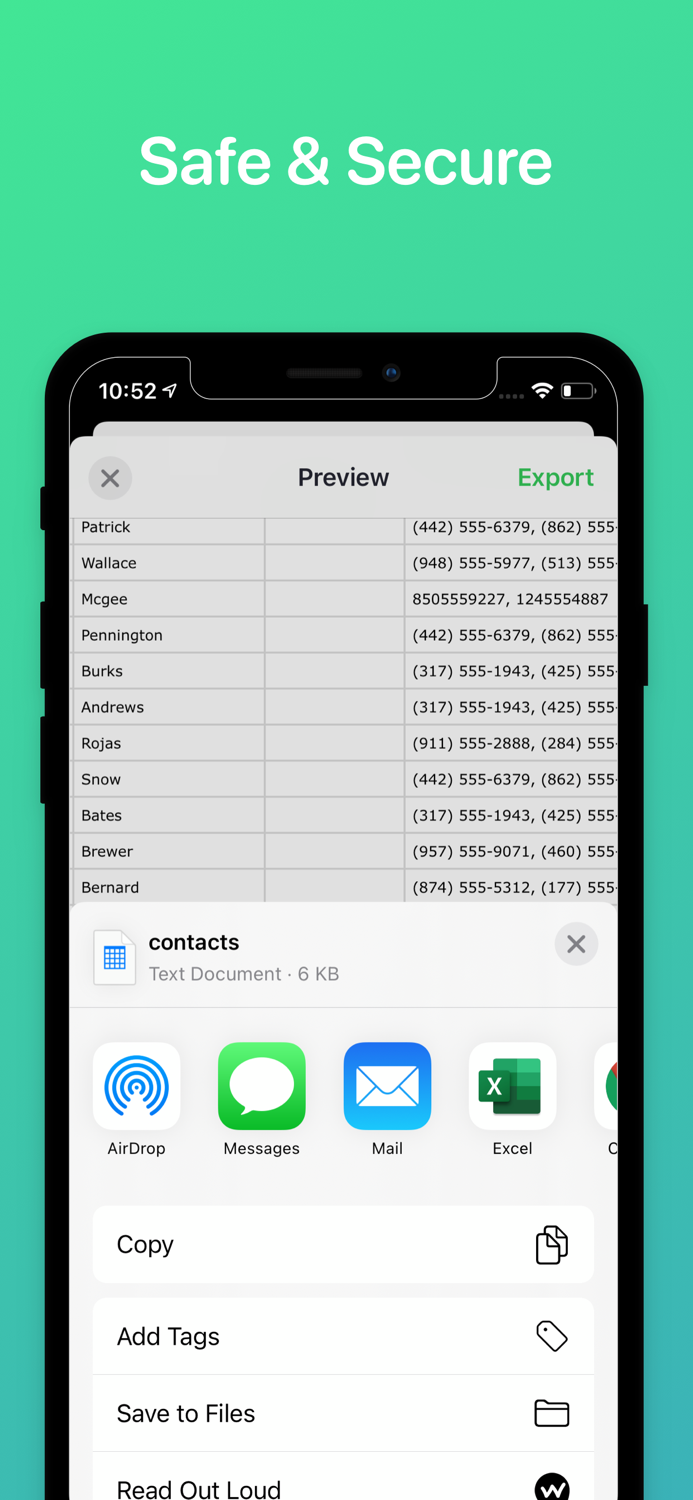 Export Contacts to Excel CSV