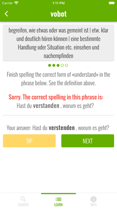 vobot German vocab trainer Screenshot