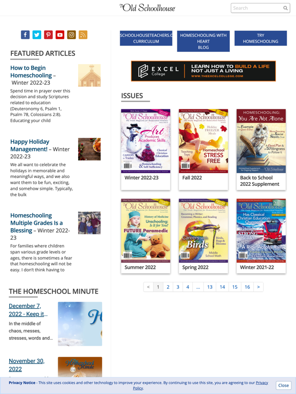 The Old Schoolhouse Magazine iPad screenshot 2 - Education app