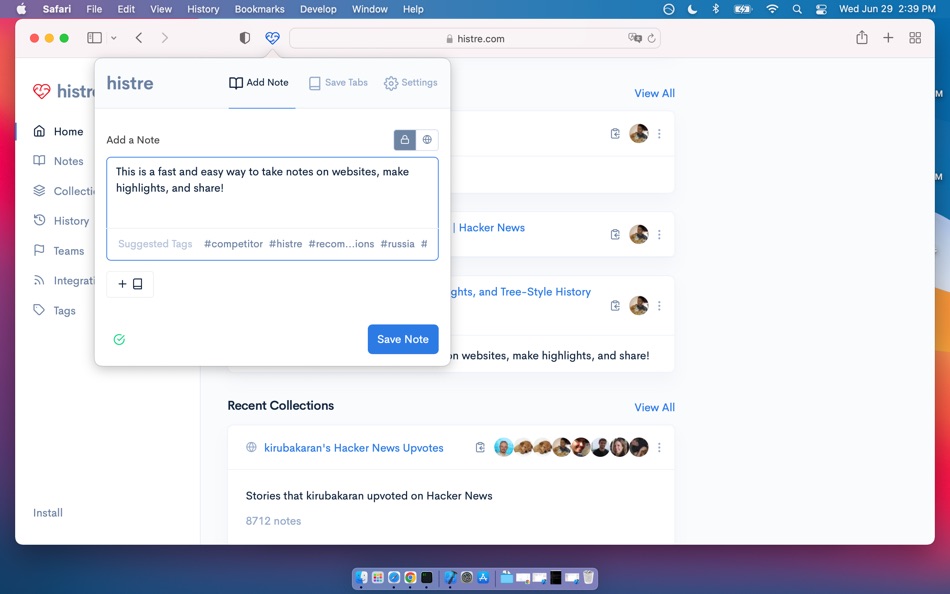 #1. Histre Browser Extension (macOS) 由: Insstant LLC