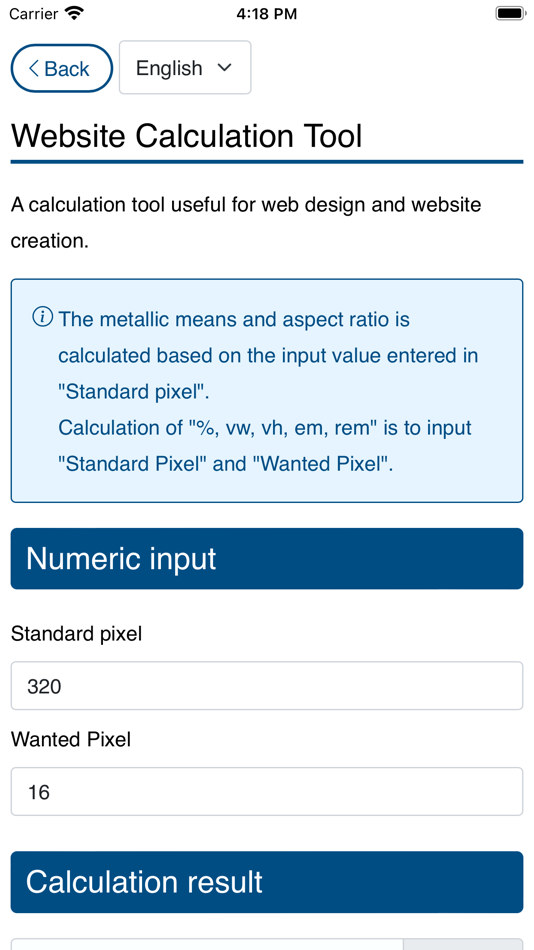 #2. Web Calculation Tool (iOS) Podle: Eiichi Uchibori