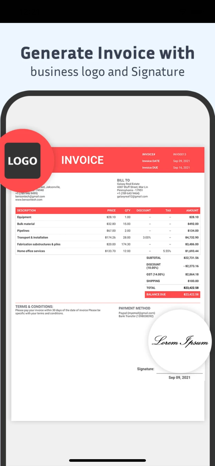 Estimate and Invoice Maker Billd