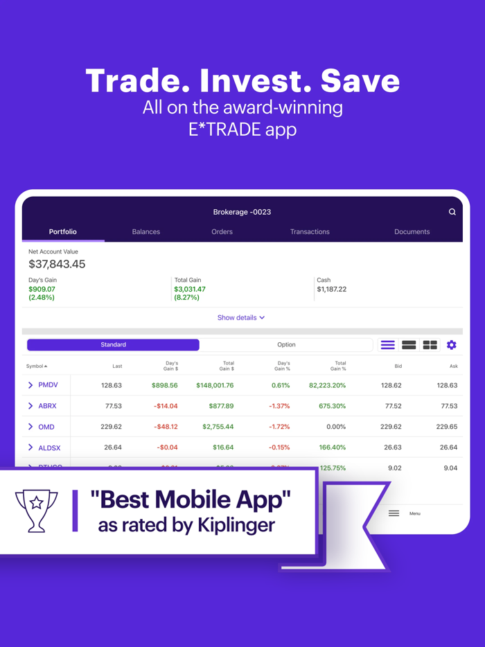 ETRADE Invest. Trade. Save.