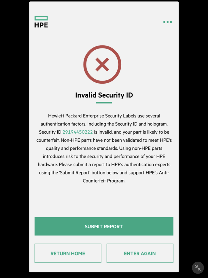 HPE Parts Validation