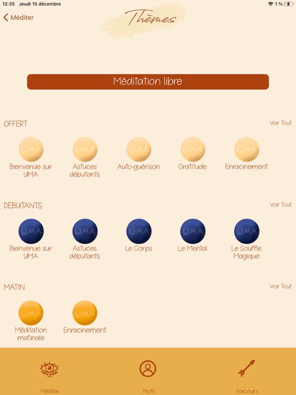 UMA iPad screenshot