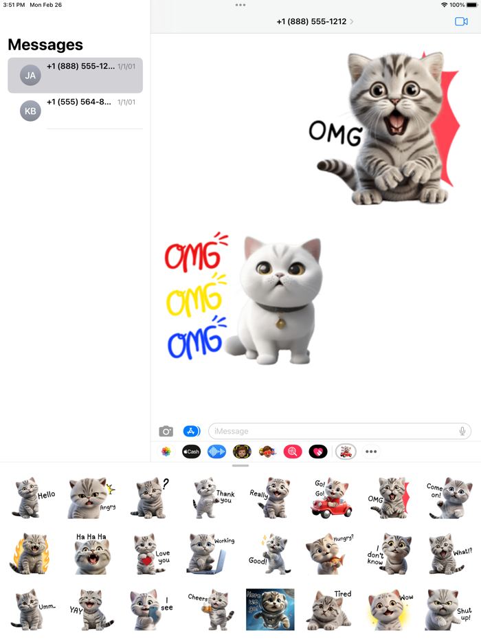 White Cat Stickers - WASticker
