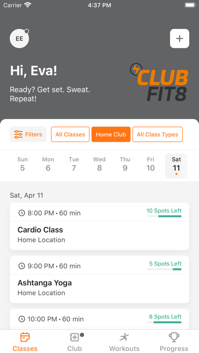 ClubFit8 Screenshot