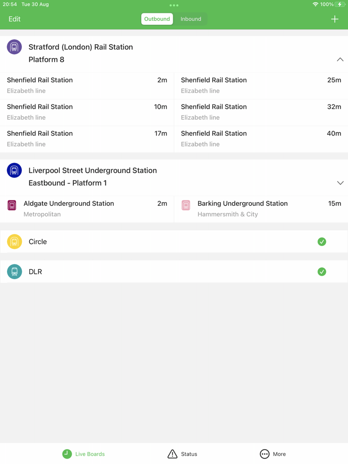 Live Boards - Train and TFL Time