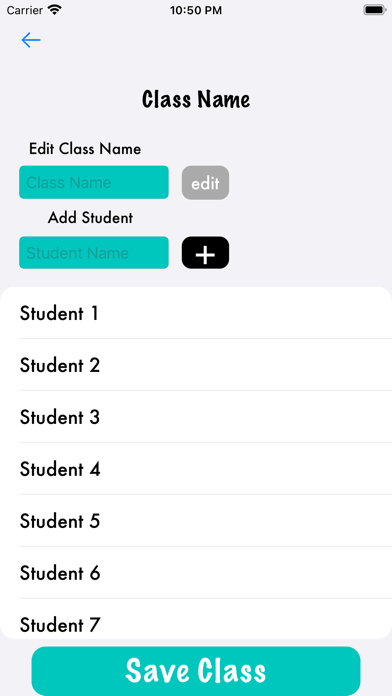 Student Selection Screenshot