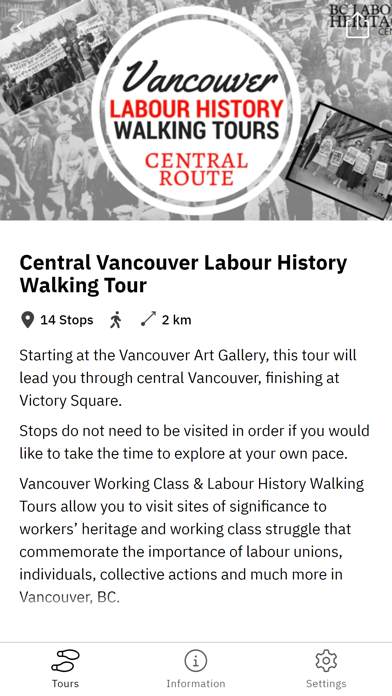 BCLabour History Walking Tours Screenshot