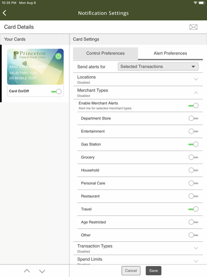 Princeton Federal CU Cards