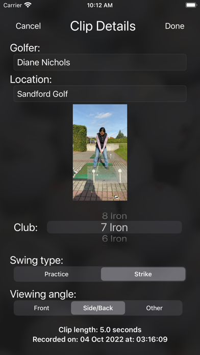 GolfRec - Golf Swing Analyzer Screenshot