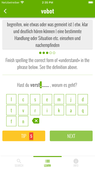 vobot German vocab trainer Screenshot