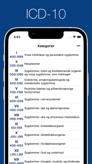 Diagnosekoder ICD-10 Screenshot