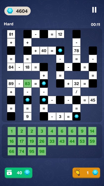 Math Puzzle Game - Crossword