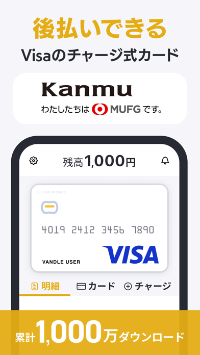 バンドルカード:Visaチャージ式カード、Visaカードのおすすめ画像1