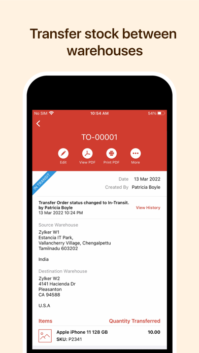 Zoho Inventory Management App Screenshot