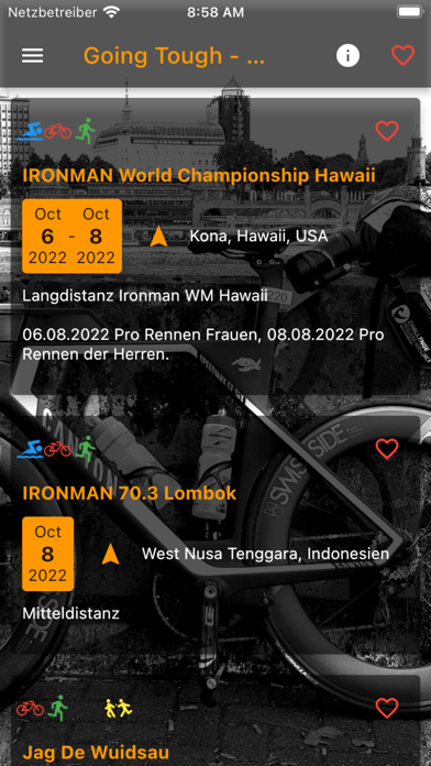 Triathlon Veranstaltungen Screenshot