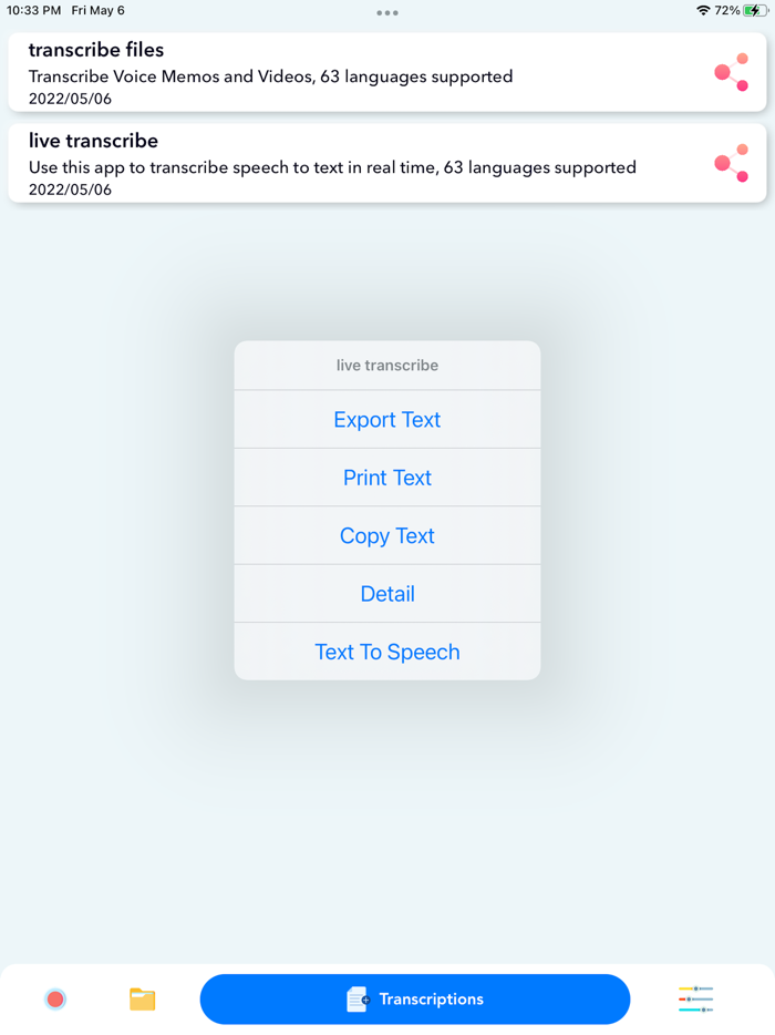Dictation to text - transcribe