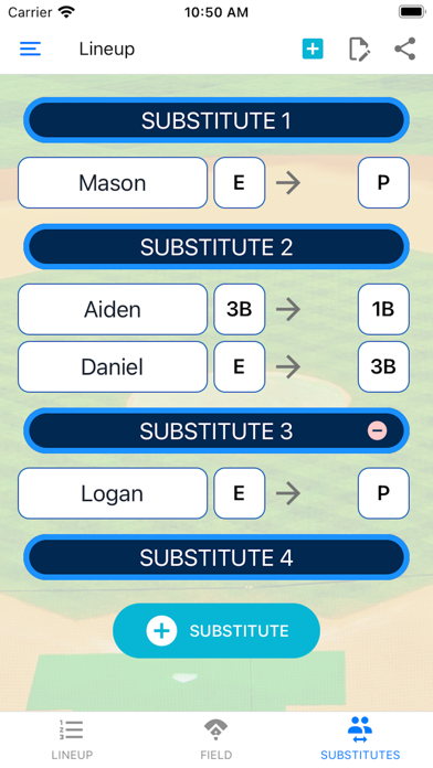 Baseball Lineup Cards Screenshot
