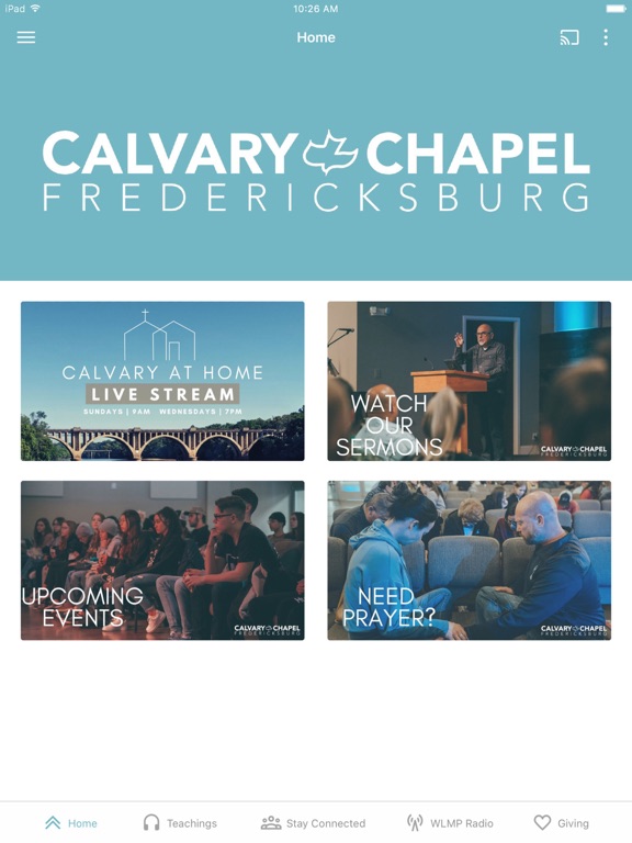 Calvary Chapel Fredericksburg iPad screenshot 1 - Lifestyle app