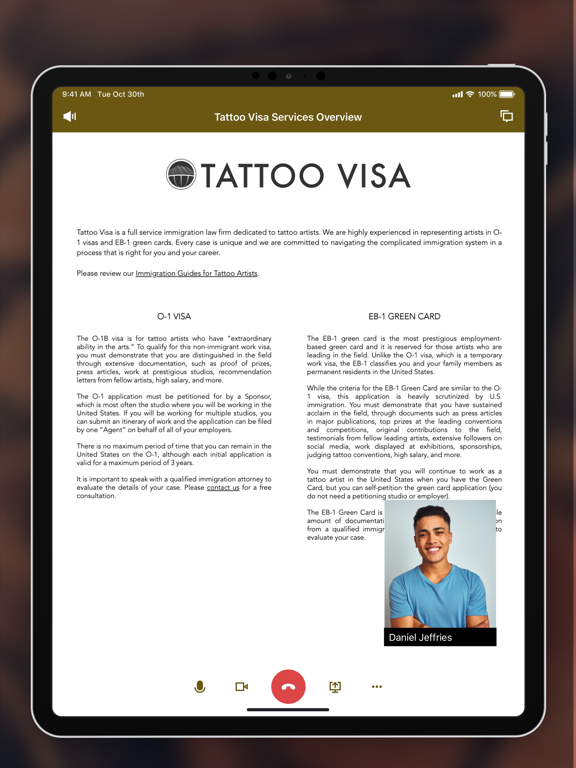 Tattoo Visa iPad screenshot 4 - Business app