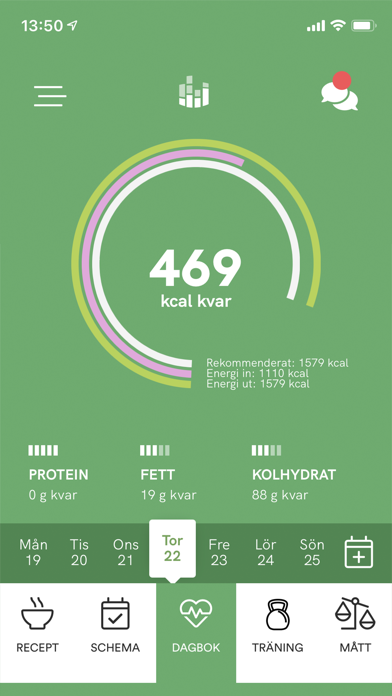 Nutrition Data Kost & Träning Screenshot