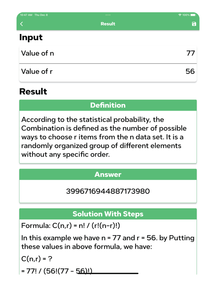 Combination Calculator
