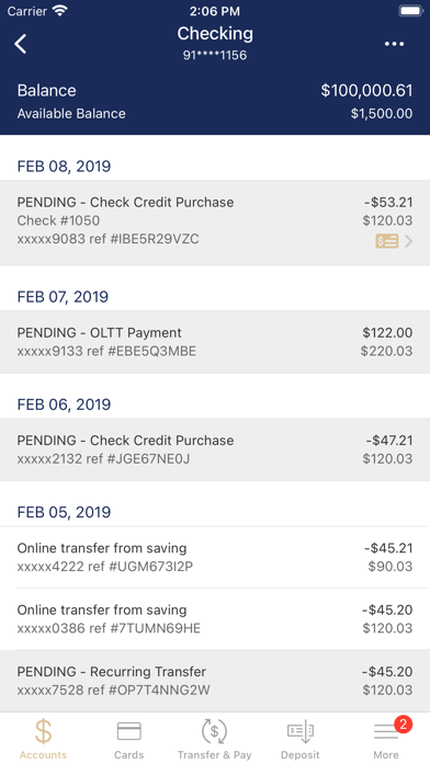 FFBW Personal Banking Screenshot