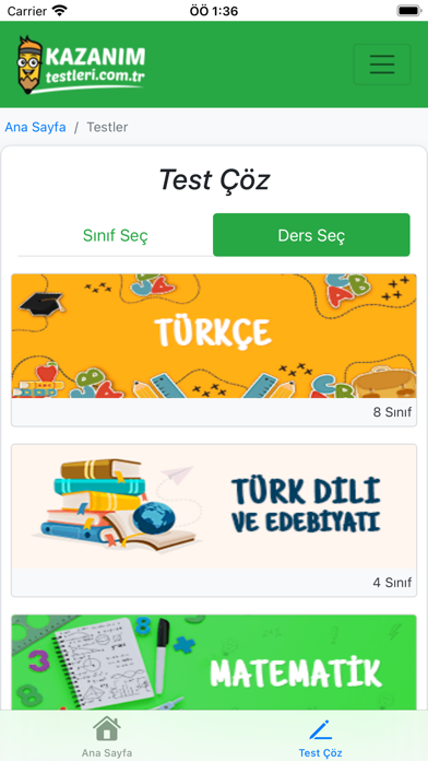 Test Çöz Kazanım Testleri Screenshot