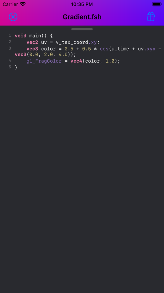#4. Shaderly - GLSL Shader Editor (iOS) 来自: Dmytro Denys