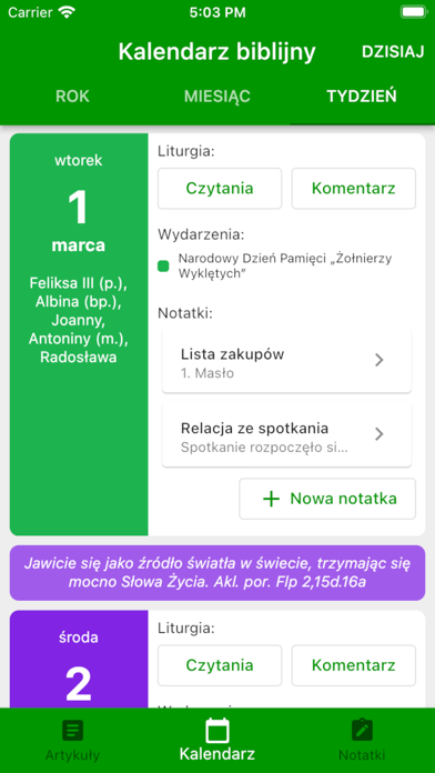 Kalendarz biblijny Screenshot